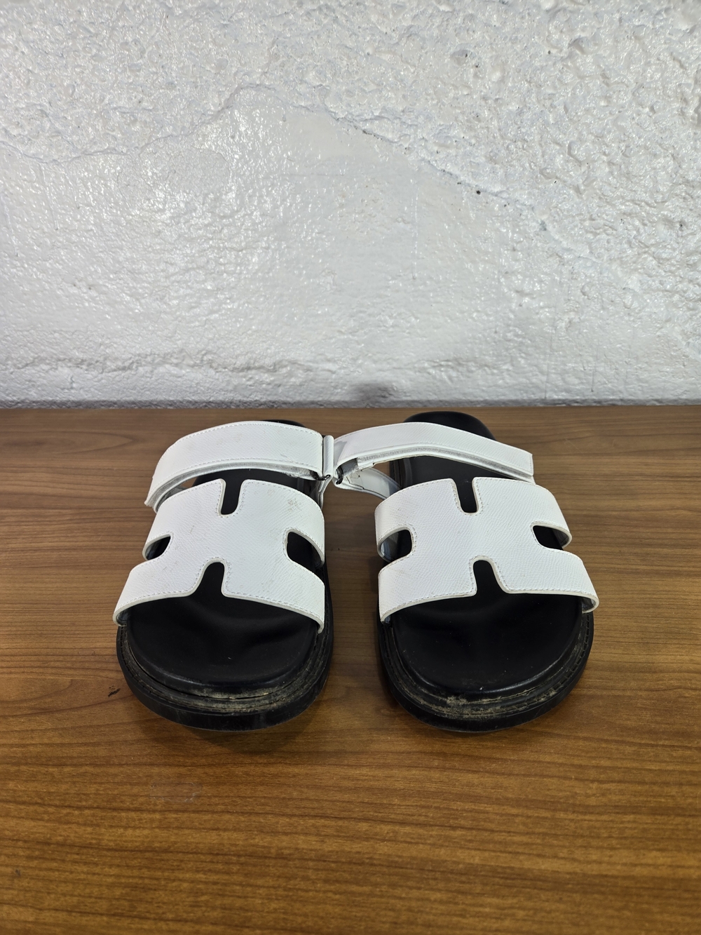 Shein White H Strap Slide Sandals Flat Minimalist Cutout Summer Shoes Size 9